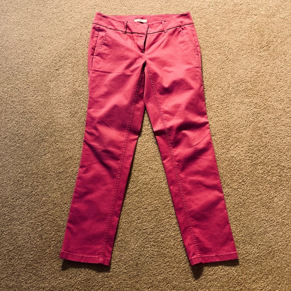 Ann Taylor Loft Deep Cranberry Cropped Chinos